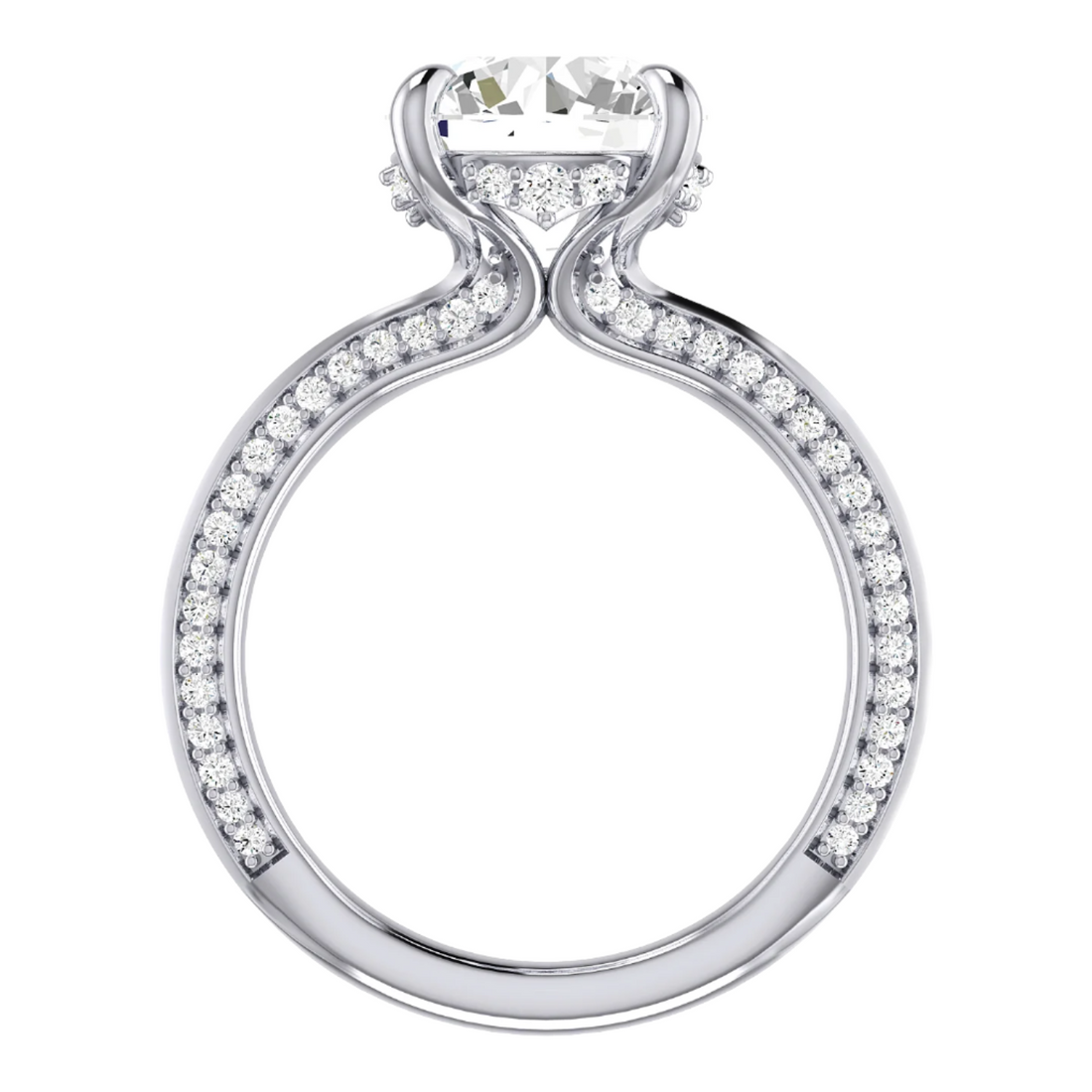Platinum 0.43 ctw Natural 3 Center Lab-Grown Diamond Round Engagement Ring