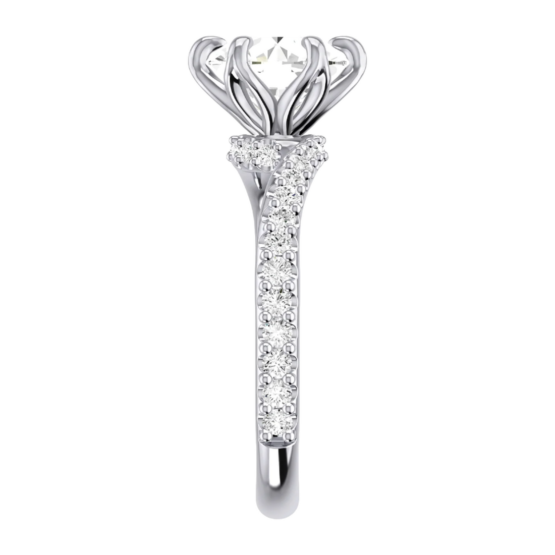 Platinum 0.43 ctw Natural 2.09 Center Lab-Grown Diamond Round Engagement Ring