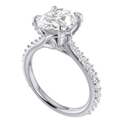 Platinum 0.46 ctw Natural 3.02 Center Lab-Grown Diamond Oval Engagement Ring Mounting