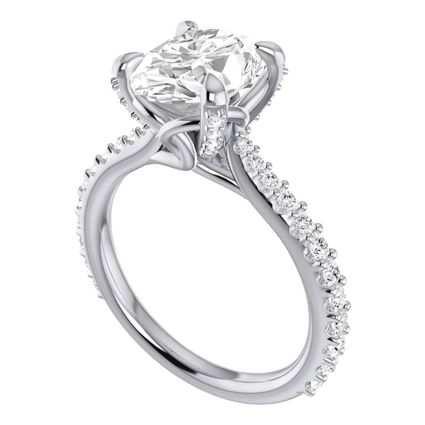 Platinum 0.46 ctw Natural 3.02 Center Lab-Grown Diamond Oval Engagement Ring Mounting