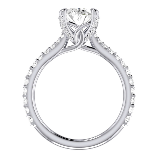 Platinum 0.46 ctw Natural 3.02 Center Lab-Grown Diamond Oval Engagement Ring Mounting