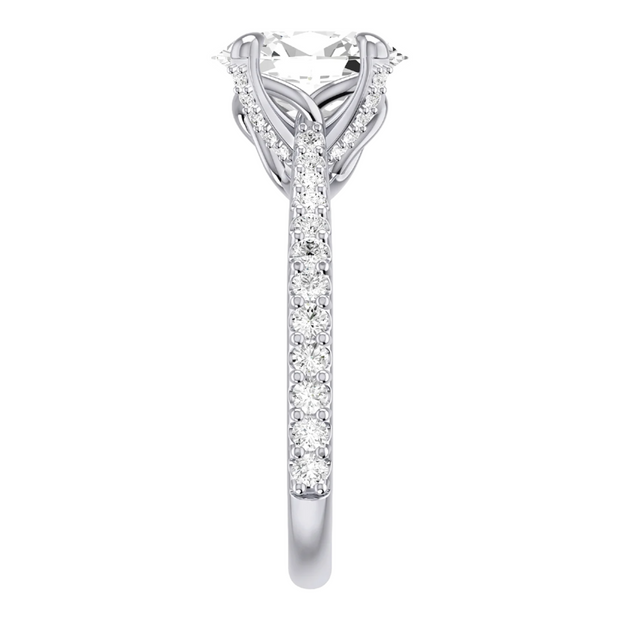Platinum 0.46 ctw Natural 3.02 Center Lab-Grown Diamond Oval Engagement Ring Mounting