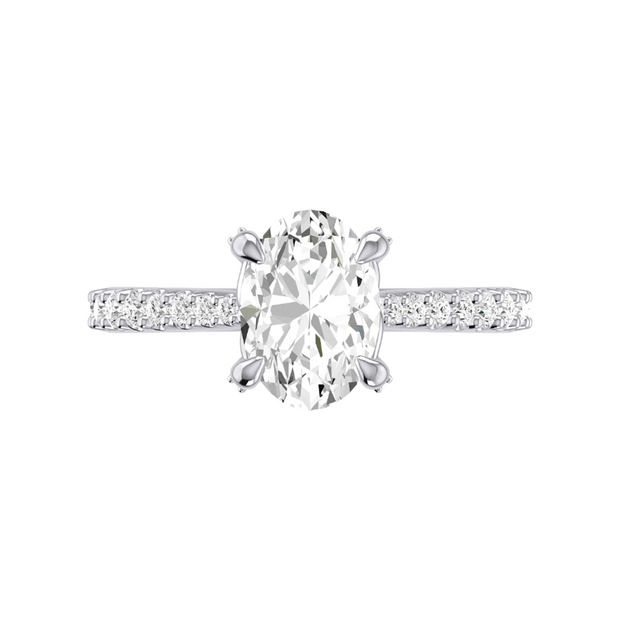 Platinum 0.46 ctw Natural 3.02 Center Lab-Grown Diamond Oval Engagement Ring Mounting