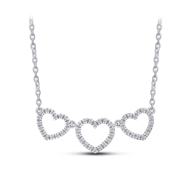 10K White Gold 0.15 Ctw Diamond Heart Necklace