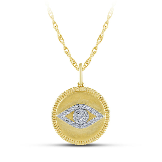 10K YELLOW GOLD 0.13  Ctw Evil eye Pendant