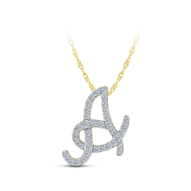 10K YELLOW GOLD 0.20 Ctw Initial A Pendant