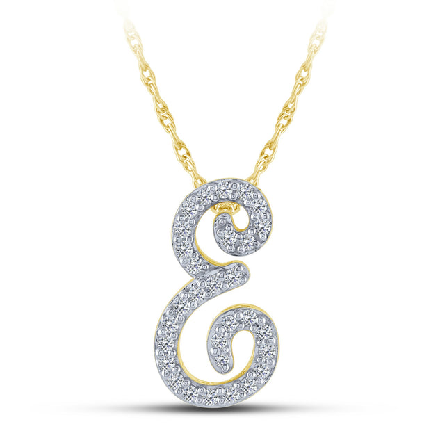 10K YELLOW GOLD 0.15 Ctw Initial E Pendant