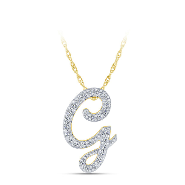 10K YELLOW GOLD 0.13 Ctw Initial G Pendant