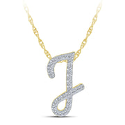 10K YELLOW GOLD 0.13 Ctw Initial J Pendant