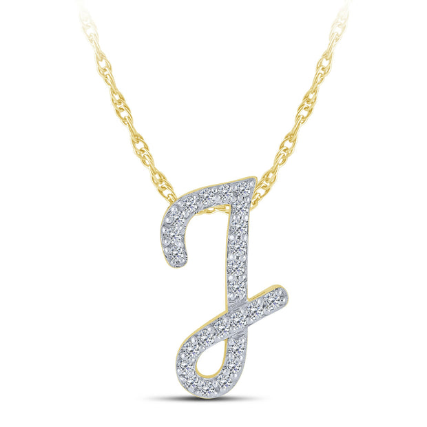 10K YELLOW GOLD 0.13 Ctw Initial J Pendant