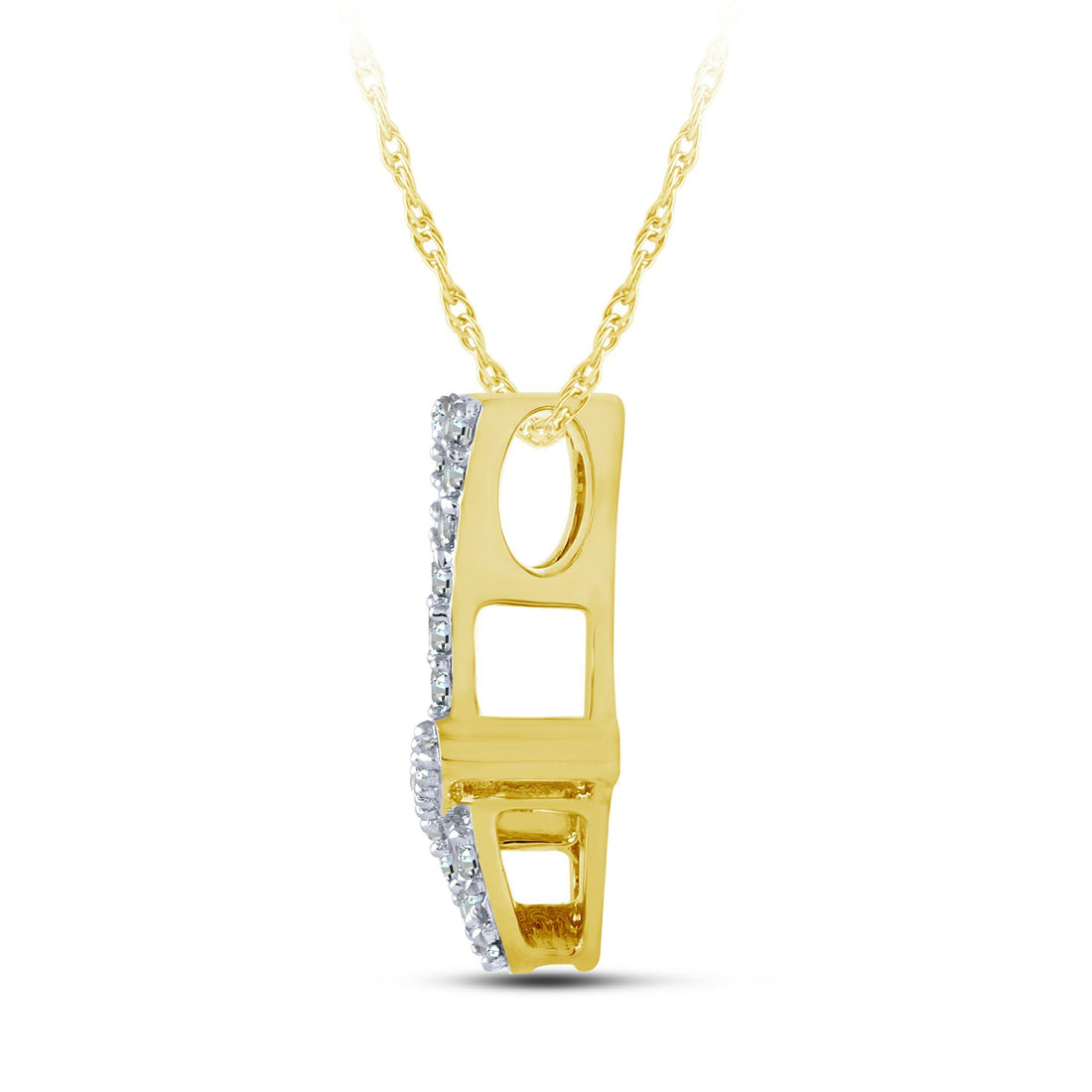 10K Yellow Gold 0.13 ctw Initial J Pendant