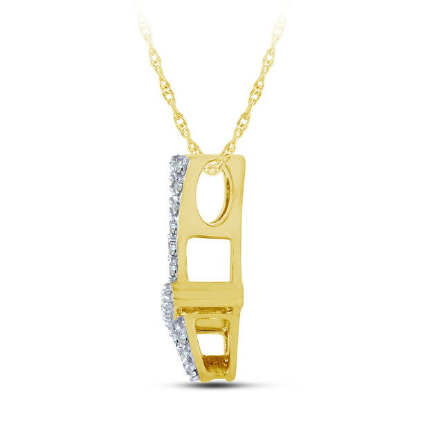 10K YELLOW GOLD 0.13 Ctw Initial J Pendant