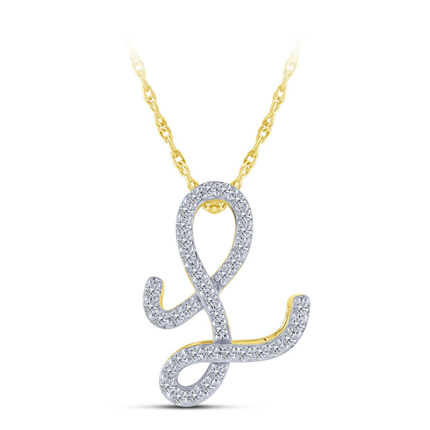 10K YELLOW GOLD 0.20 Ctw Initial L Pendant