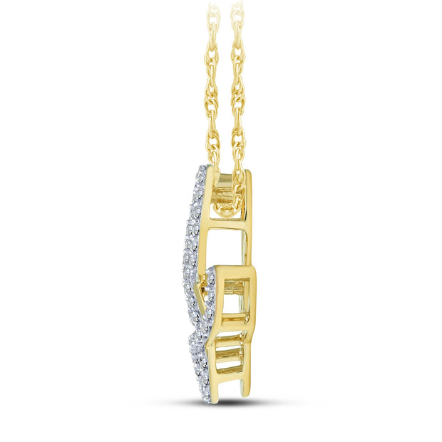 10K YELLOW GOLD 0.20 Ctw Initial L Pendant