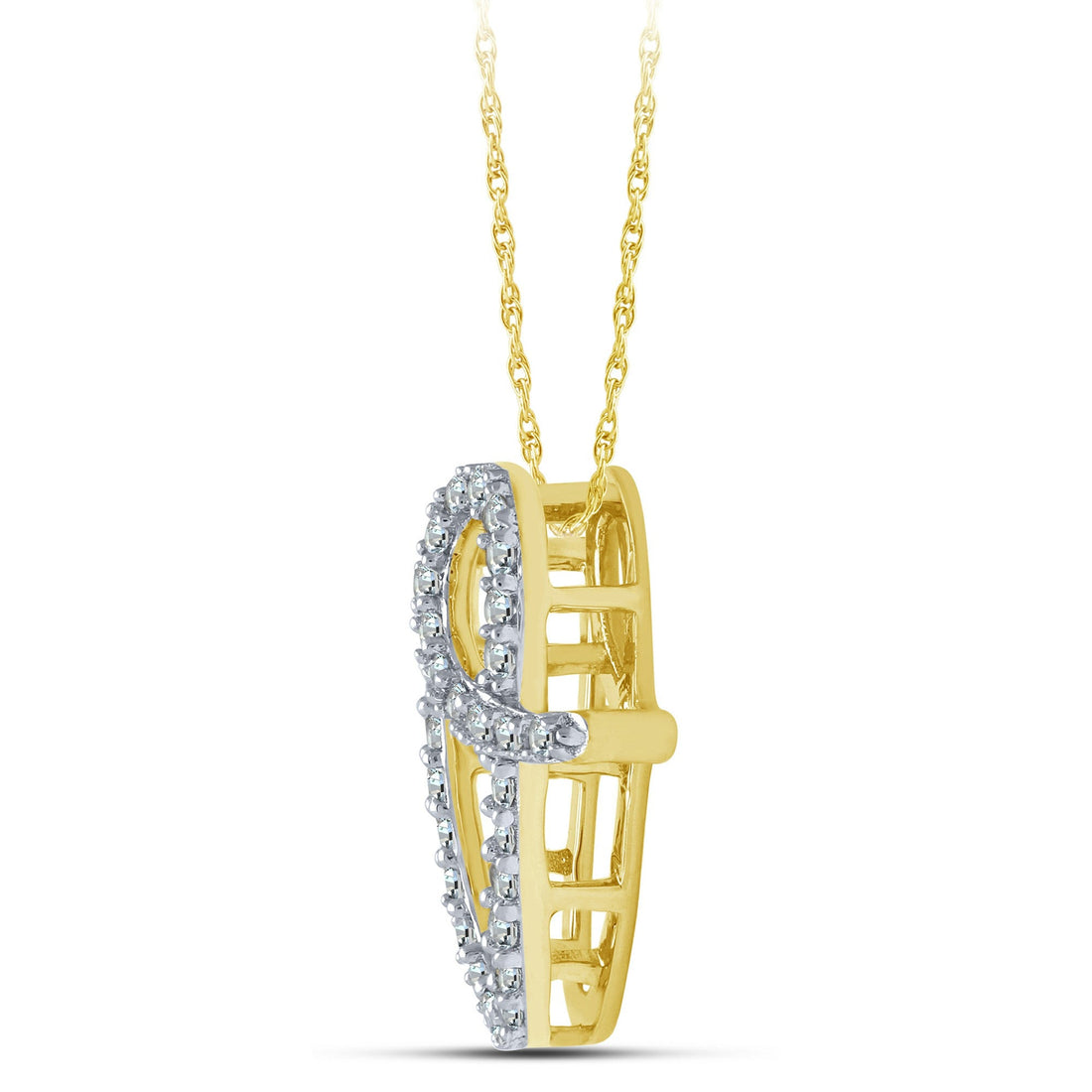 10K Yellow Gold 0.16 ctw Initial V Pendant