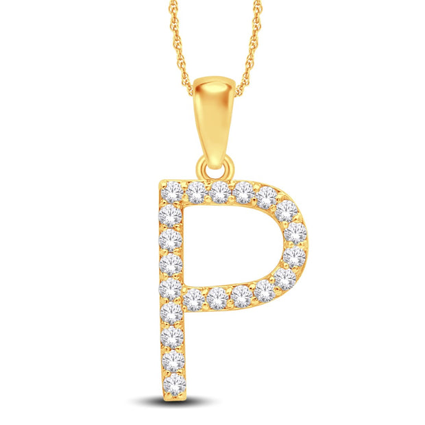 10K Yellow Gold 0.24 Ctw Diamond Initial P Pendant