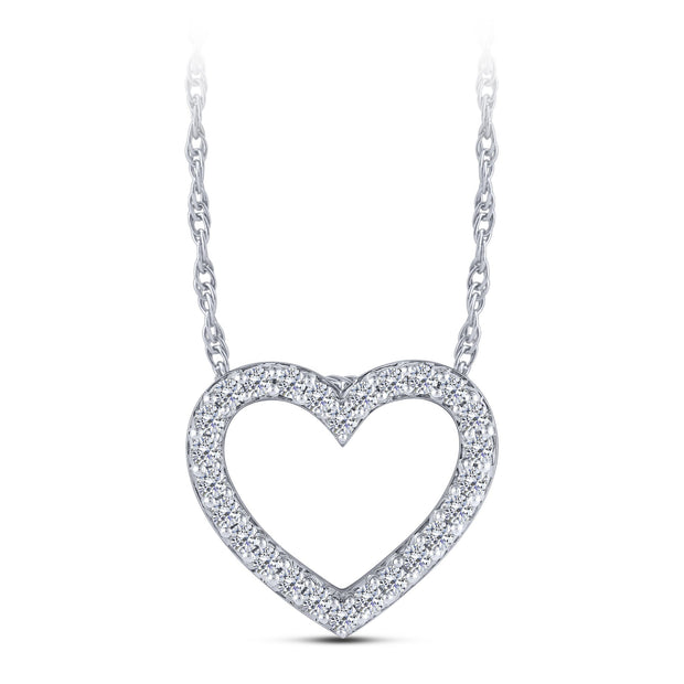 10K White Gold 0.48 Ctw Lab-Grown Diamond Heart Pendant