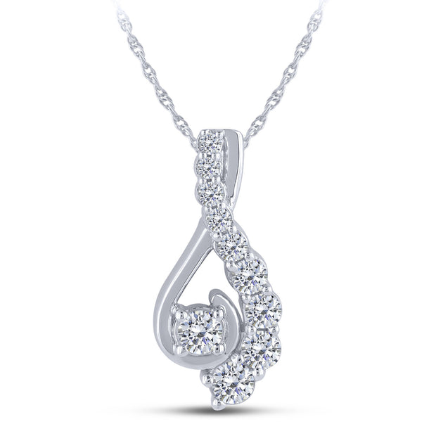 10K White Gold 0.38 Ctw Lab-Grown Diamond Journey Pendant