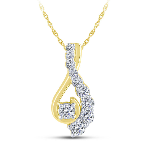 10K Yellow Gold 0.38 Ctw Lab-Grown Diamond Journey Pendant