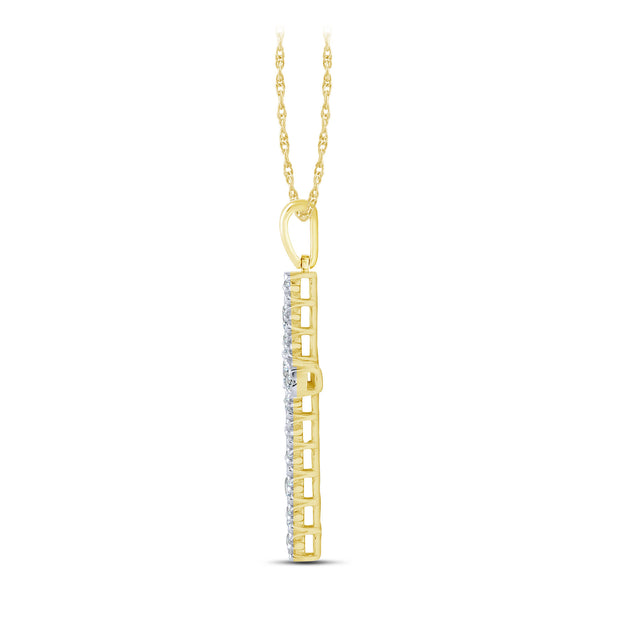 14K Yellow Gold 1.00 Ctw Lab-Grown Diamond Cross