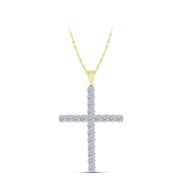 14K Yellow Gold 2.00 Ctw Lab-Grown Diamond Cross