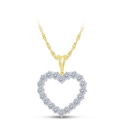 14K Yellow Gold 1.00 Ctw Lab-Grown Diamond Heart Pendant