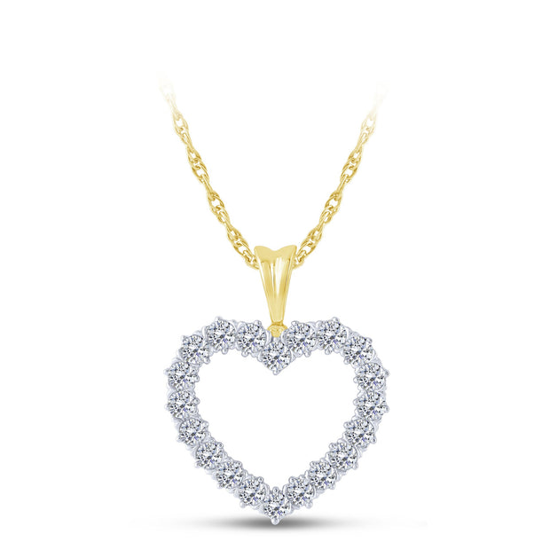 14K Yellow Gold 1.00 Ctw Lab-Grown Diamond Heart Pendant