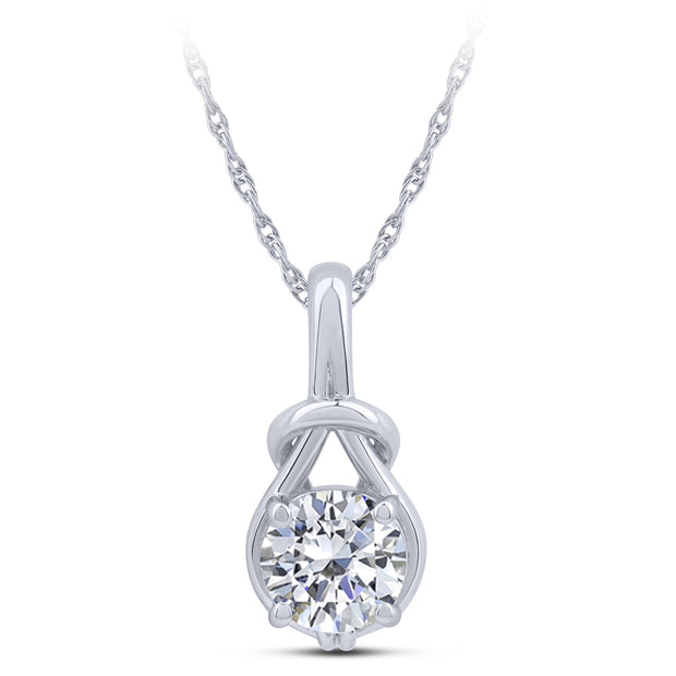 10K White Gold 1.03 Ctw Lab-Grown Diamond Round Pendant