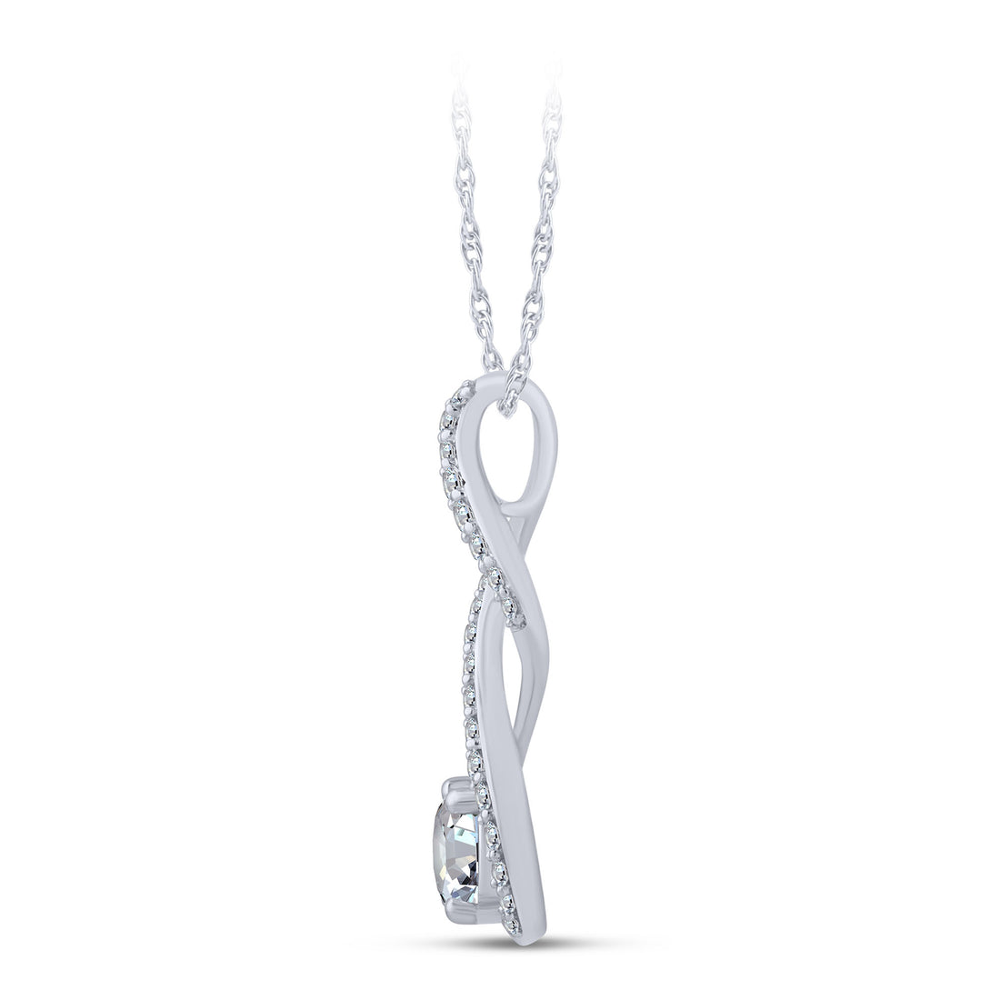 10K White Gold 1.43ctw Lab-Grown Diamond Twist Round Pendant