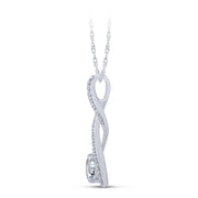 10K White Gold 1.43Ctw Lab-Grown Diamond Twist Round Pendant