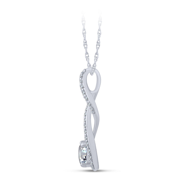 10K White Gold 1.43Ctw Lab-Grown Diamond Twist Round Pendant