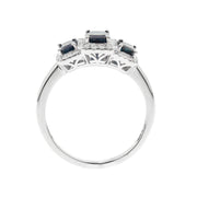 10K White Gold 0.19 Ctw Diamond 1.28 Ctw Natural Blue Sapphire Ring