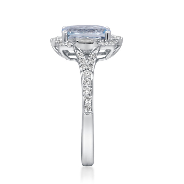 10K White Gold 0.27 CTW Diamond 1.29 CTR Natural Aquamarine Ring