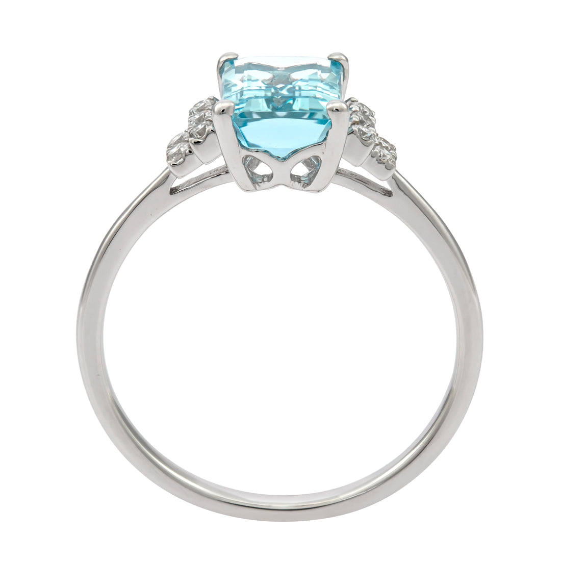 10K Gold 0.11 ctw Diamond 1.45 Ctr Natural Aquamarine Ring