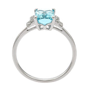 10K Gold 0.11 Ctw Diamond 1.45 Ctr Natural Aquamarine Ring