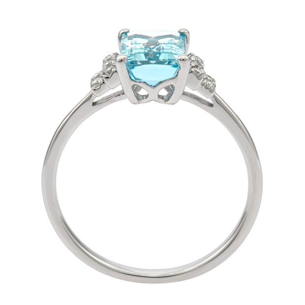 10K Gold 0.11 Ctw Diamond 1.45 Ctr Natural Aquamarine Ring