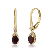 10K Yellow Gold 0.06 CTW Diamond 0.88 CTW Natural Ruby Dangle Earring
