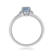 10K White Gold 0.67Ctw Diamond 0.75 Ctr Natural Aquamarine Ring