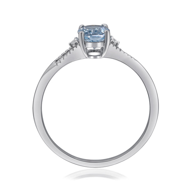 10K White Gold 0.67Ctw Diamond 0.75 Ctr Natural Aquamarine Ring