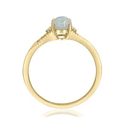 10K Yellow Gold 0.02 Ctw Diamond 0.55 Ctr Natural Ethiopian Opal Ring