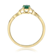 10K Yellow Gold 0.02 Ctw Diamond 0.46 Center Natural Oval Emerald Ring