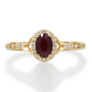 10K Yellow Gold 0.09 Ctw Diamond 1.02 CTR Natural Ruby Ring