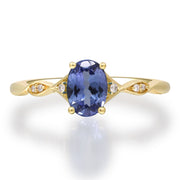 10K Yellow Gold 0.03 Ctw Diamond 0.91 CTR Natural Tanzanite Ring