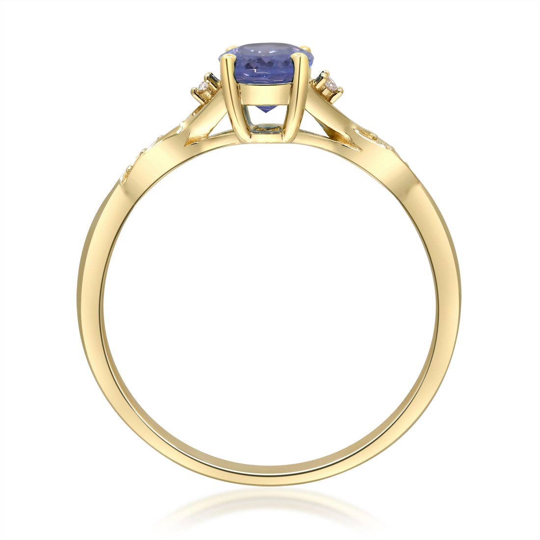 10K Yellow Gold 0.03 ctw Diamond 0.91 Ctr Natural Tanzanite Ring