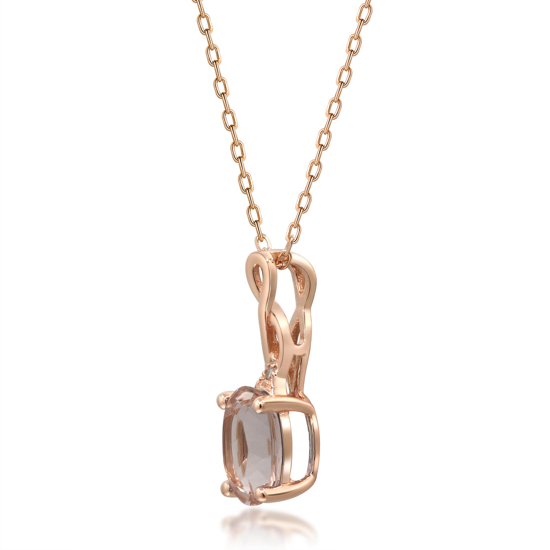 10K Rose Gold 0.64 Ctr Natural Morganite With Diamond Pendant