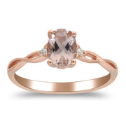 10K Rose Gold 0.02 Ctw Diamond 0.65 Ctr Natural Morganite Ring