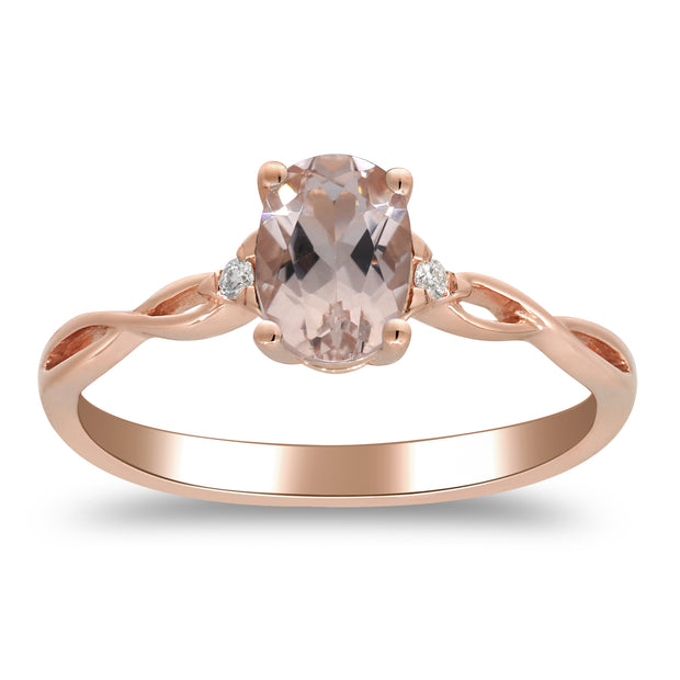 10K Rose Gold 0.02 Ctw Diamond 0.65 Ctr Natural Morganite Ring
