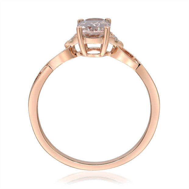 10K Rose Gold 0.02 Ctw Diamond 0.65 Ctr Natural Morganite Ring