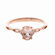 10K Rose Gold 0.02 Ctw Diamond 0.65 Ctr Natural Morganite Ring