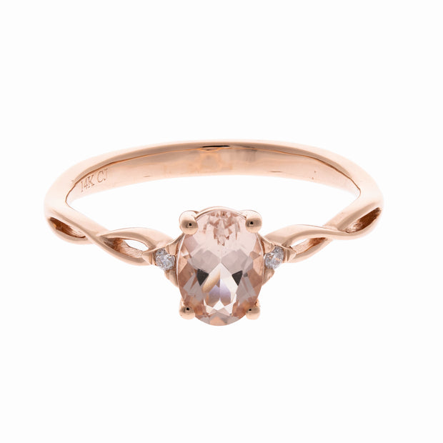 10K Rose Gold 0.02 Ctw Diamond 0.65 Ctr Natural Morganite Ring